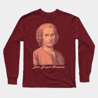 Jean-Jacques Rousseau Artsy Coral Portrait Long Sleeve T-Shirt